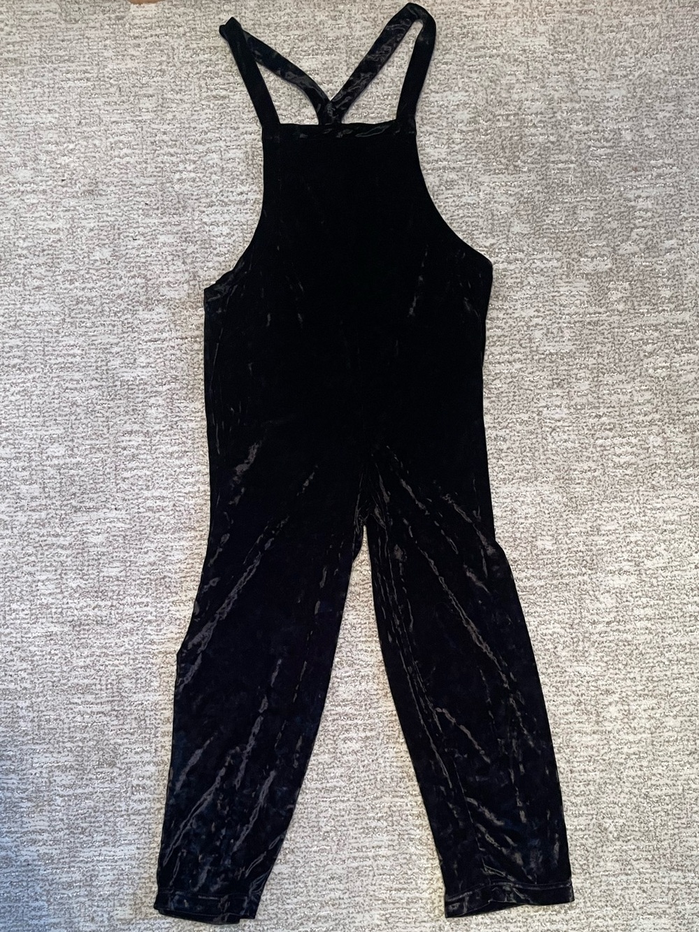 Urban Outfitters Black Velvet Overalls Jumpsuit